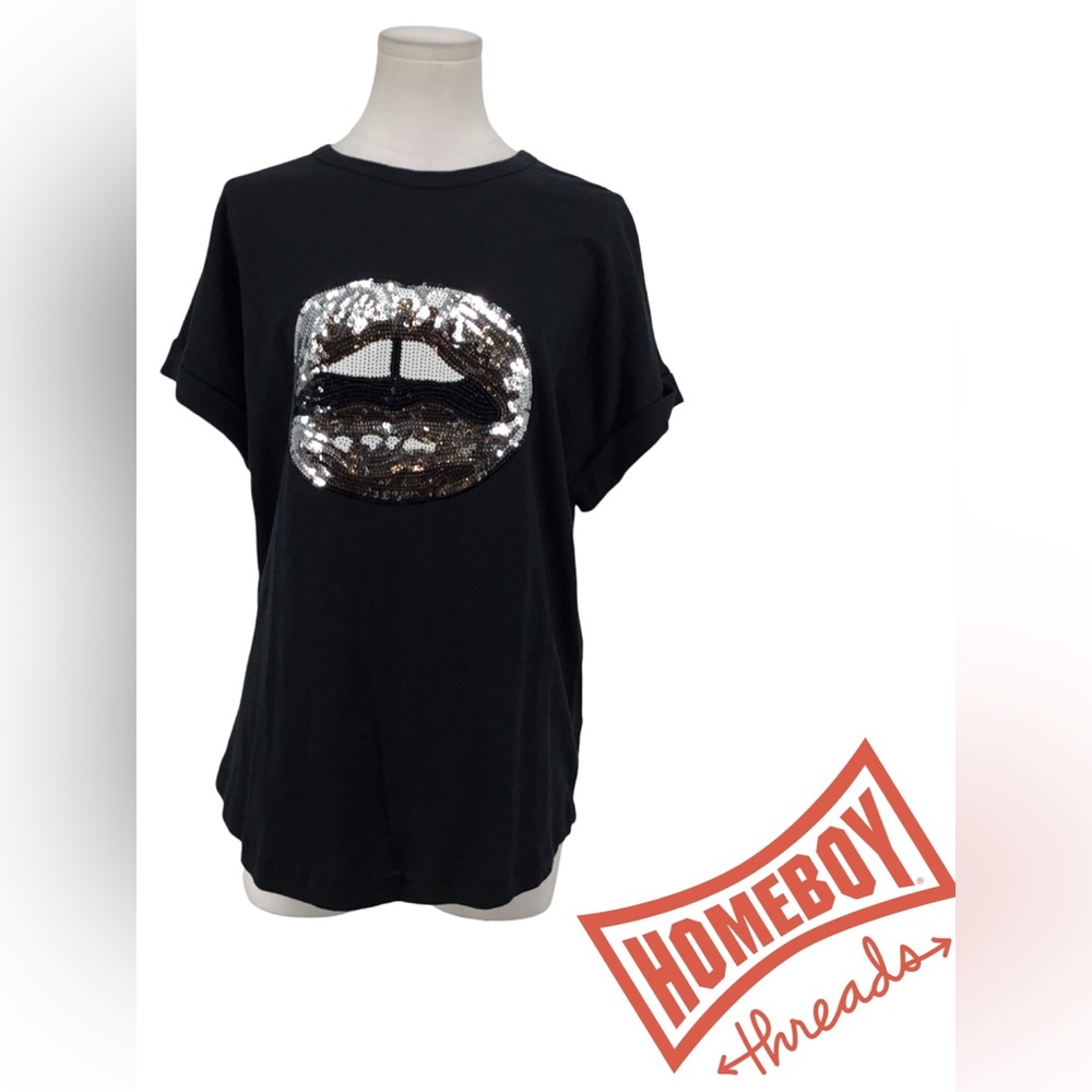 #19 LIVE The Others Black Tee with Sequin Design